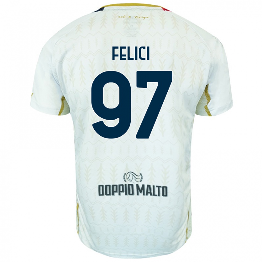 Niño Camiseta Mattia Felici #97 Blanco 2ª Equipación 2024/25 La Camisa Chile