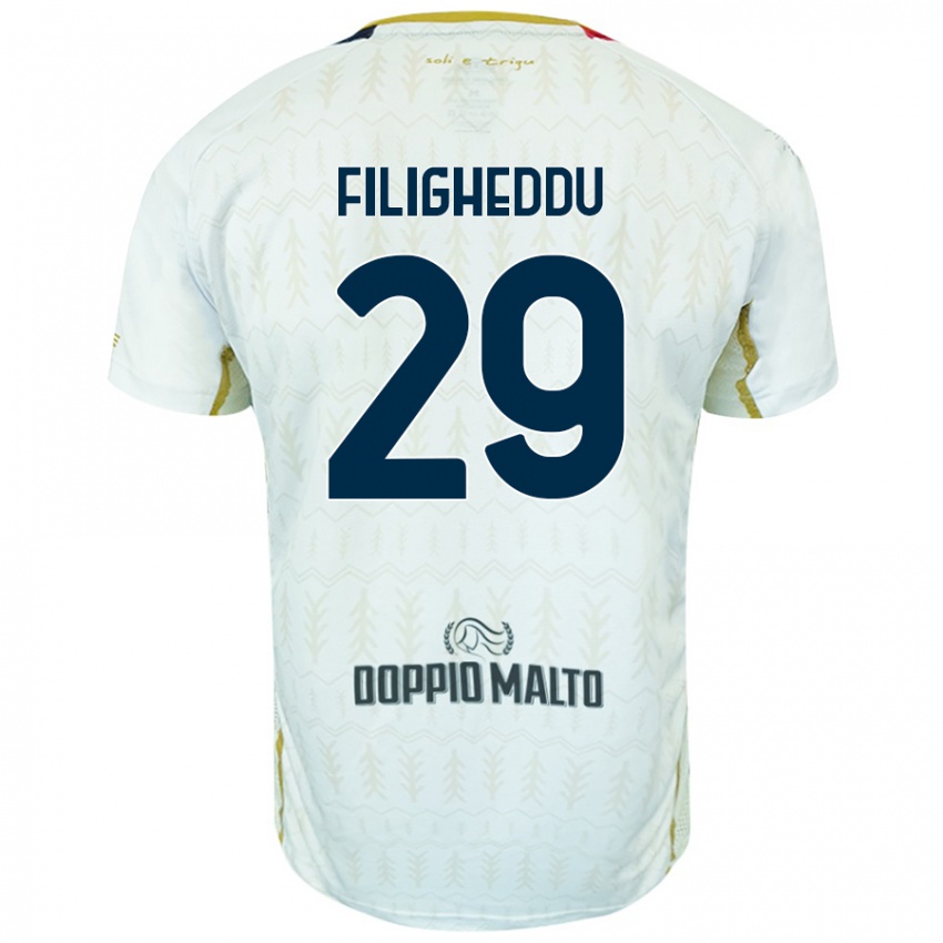 Niño Camiseta Daniele Filigheddu #29 Blanco 2ª Equipación 2024/25 La Camisa Chile