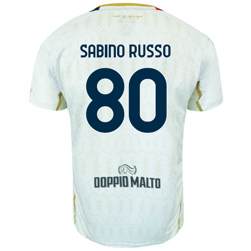 Niño Camiseta Alessandro Sabino Russo #80 Blanco 2ª Equipación 2024/25 La Camisa Chile