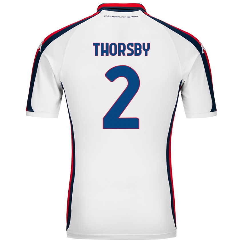 Niño Camiseta Morten Thorsby #2 Blanco 2ª Equipación 2024/25 La Camisa Chile