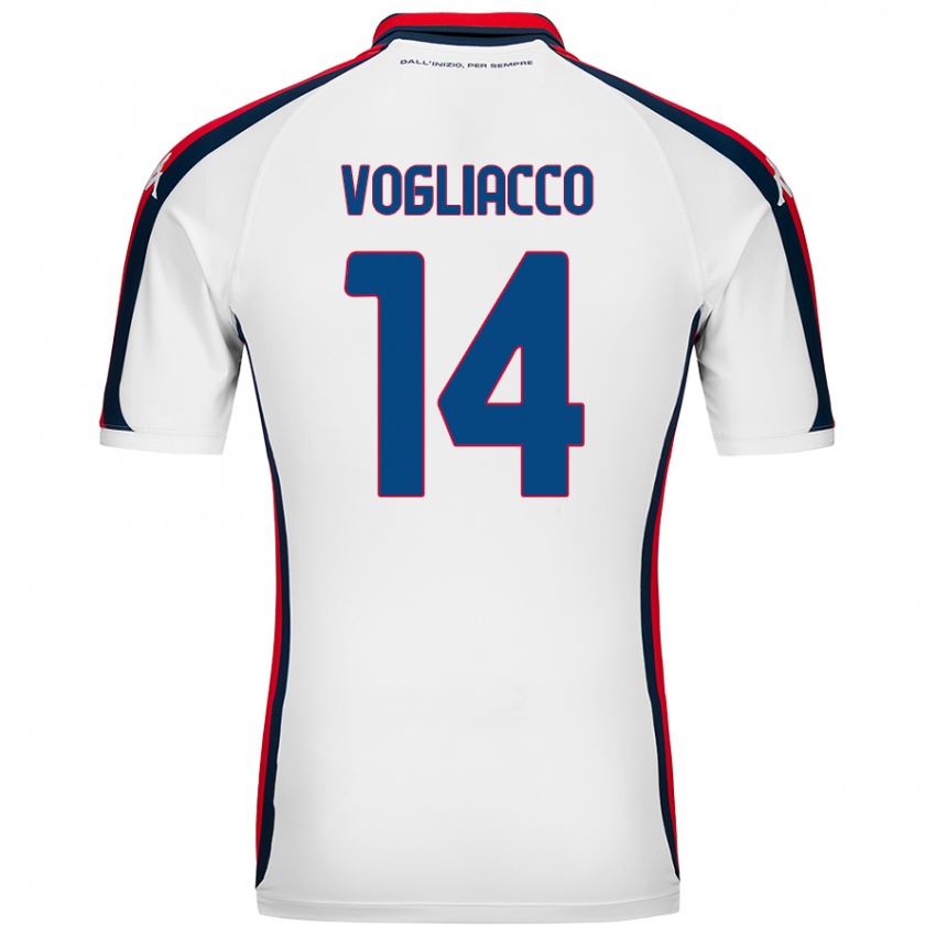 Niño Camiseta Alessandro Vogliacco #14 Blanco 2ª Equipación 2024/25 La Camisa Chile