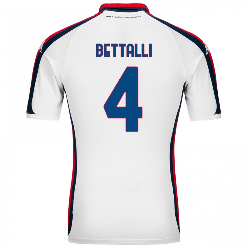 Niño Camiseta Giorgia Bettalli #4 Blanco 2ª Equipación 2024/25 La Camisa Chile