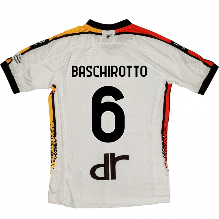 Niño Camiseta Federico Baschirotto #6 Blanco Negro 2ª Equipación 2024/25 La Camisa Chile