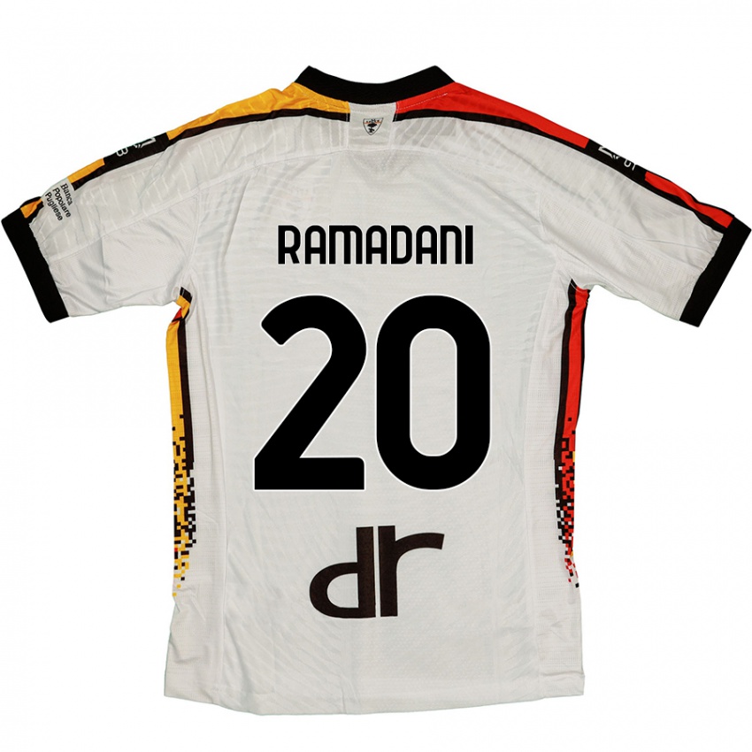 Niño Camiseta Ylber Ramadani #20 Blanco Negro 2ª Equipación 2024/25 La Camisa Chile