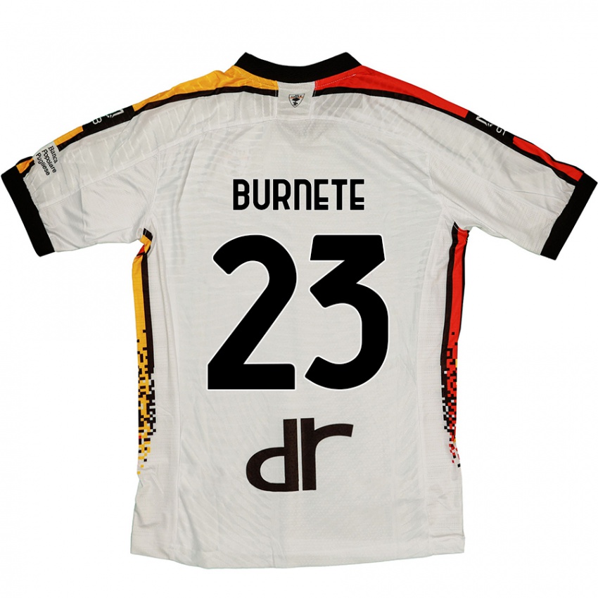 Niño Camiseta Rareș Burnete #23 Blanco Negro 2ª Equipación 2024/25 La Camisa Chile