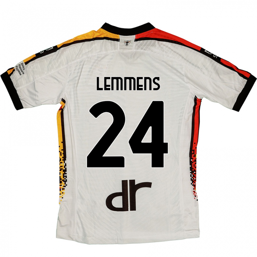 Niño Camiseta Mats Lemmens #24 Blanco Negro 2ª Equipación 2024/25 La Camisa Chile