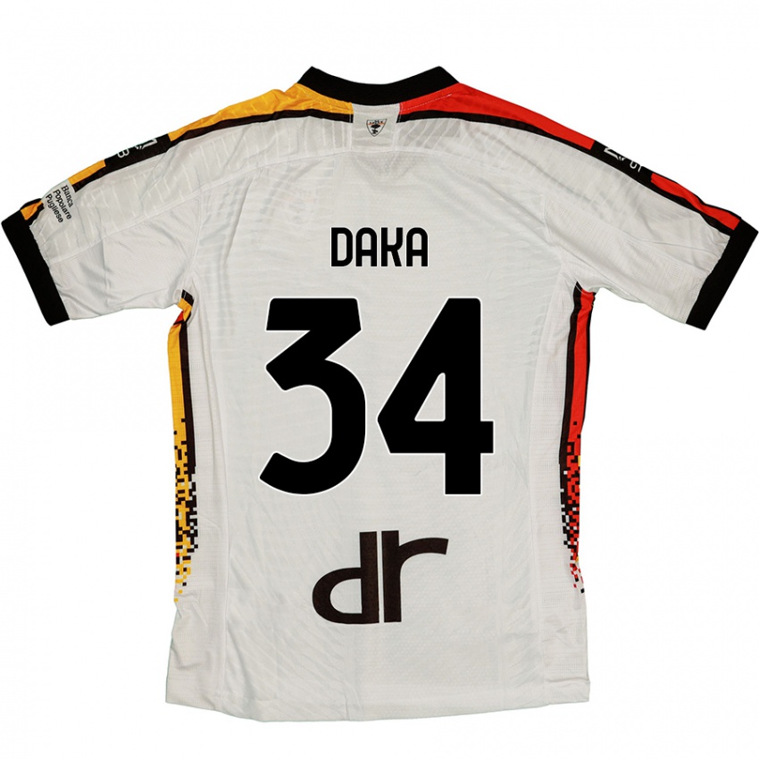 Niño Camiseta Dario Daka #34 Blanco Negro 2ª Equipación 2024/25 La Camisa Chile