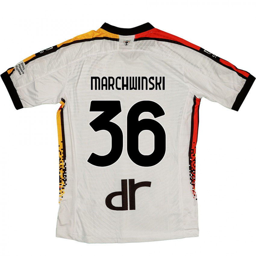 Niño Camiseta Filip Marchwinski #36 Blanco Negro 2ª Equipación 2024/25 La Camisa Chile