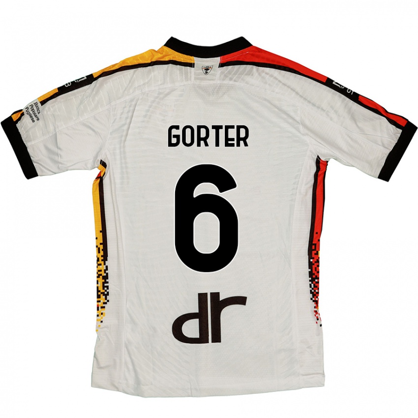 Niño Camiseta Olaf Gorter #6 Blanco Negro 2ª Equipación 2024/25 La Camisa Chile