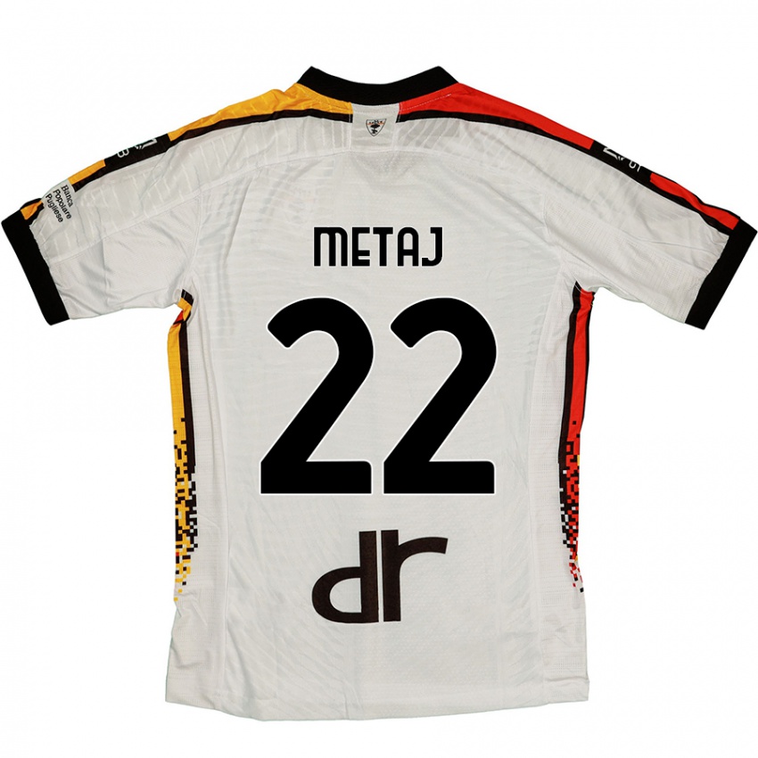 Niño Camiseta Dejvi Metaj #22 Blanco Negro 2ª Equipación 2024/25 La Camisa Chile