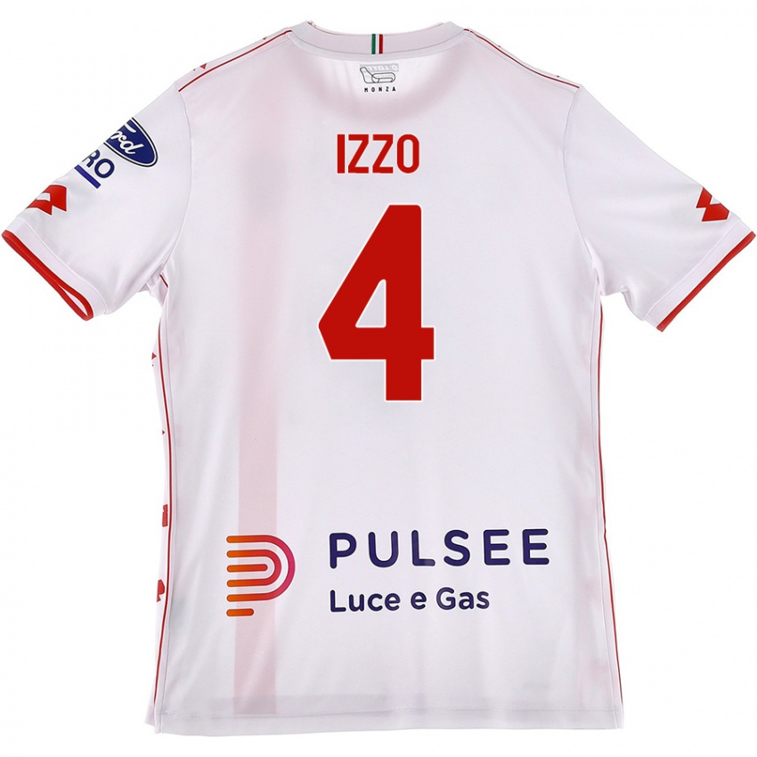 Niño Camiseta Armando Izzo #4 Blanco Rojo 2ª Equipación 2024/25 La Camisa Chile