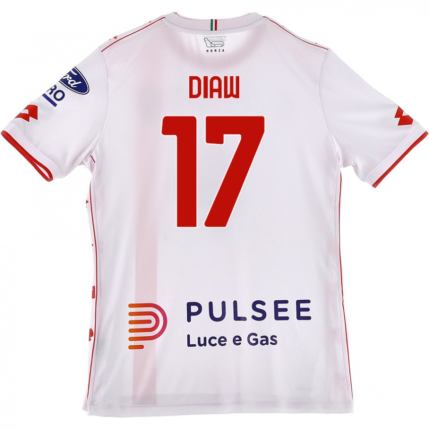 Niño Camiseta Davide Diaw #17 Blanco Rojo 2ª Equipación 2024/25 La Camisa Chile