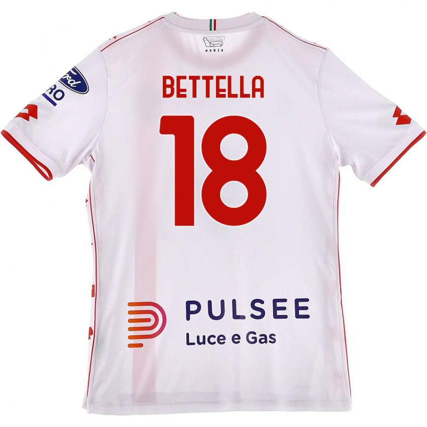 Niño Camiseta Davide Bettella #18 Blanco Rojo 2ª Equipación 2024/25 La Camisa Chile