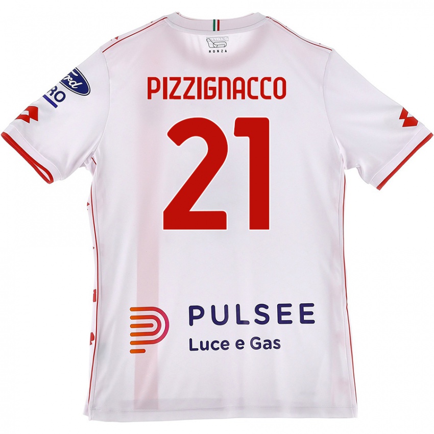 Niño Camiseta Semuel Pizzignacco #21 Blanco Rojo 2ª Equipación 2024/25 La Camisa Chile