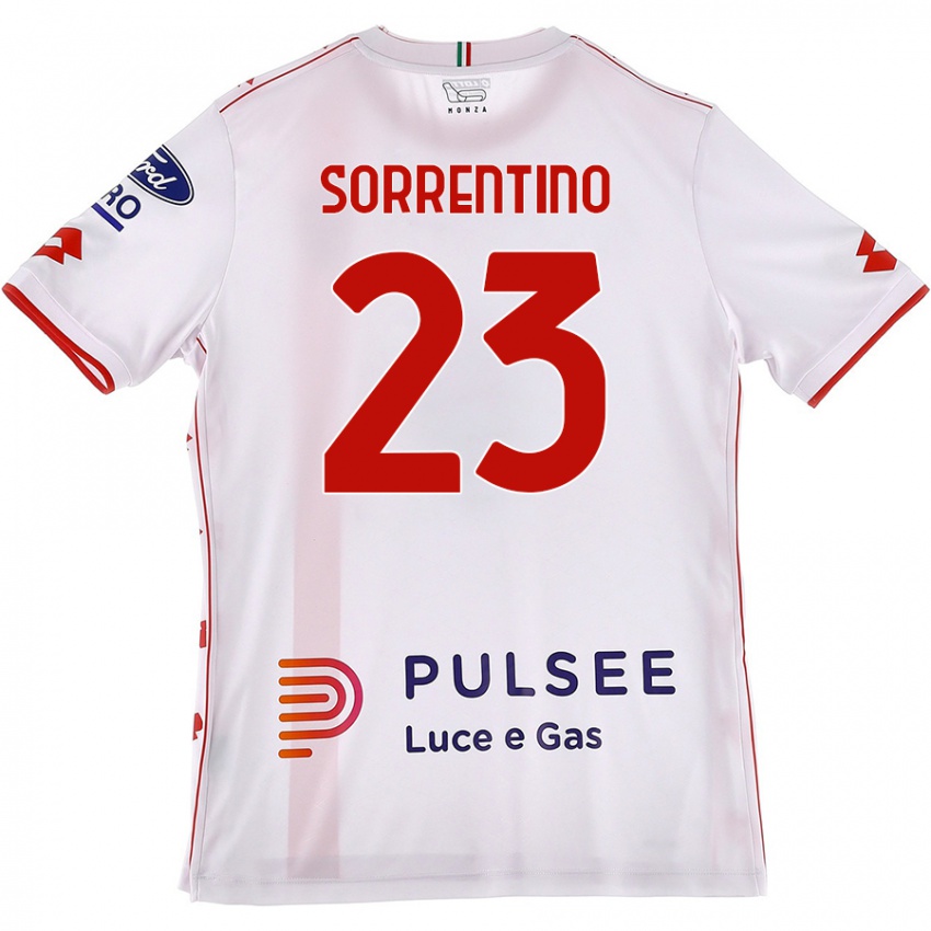 Niño Camiseta Alessandro Sorrentino #23 Blanco Rojo 2ª Equipación 2024/25 La Camisa Chile