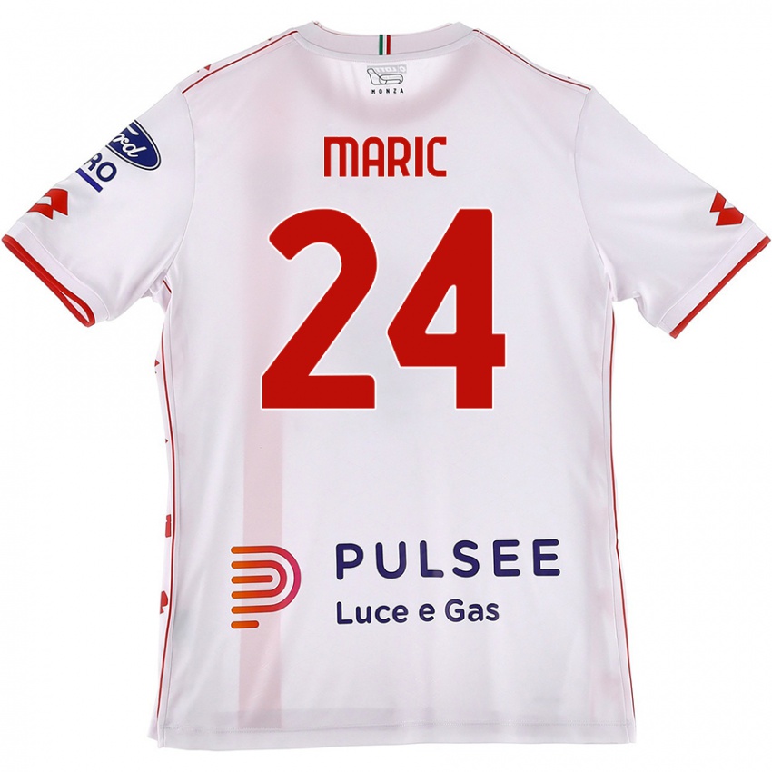 Niño Camiseta Mirko Maric #24 Blanco Rojo 2ª Equipación 2024/25 La Camisa Chile