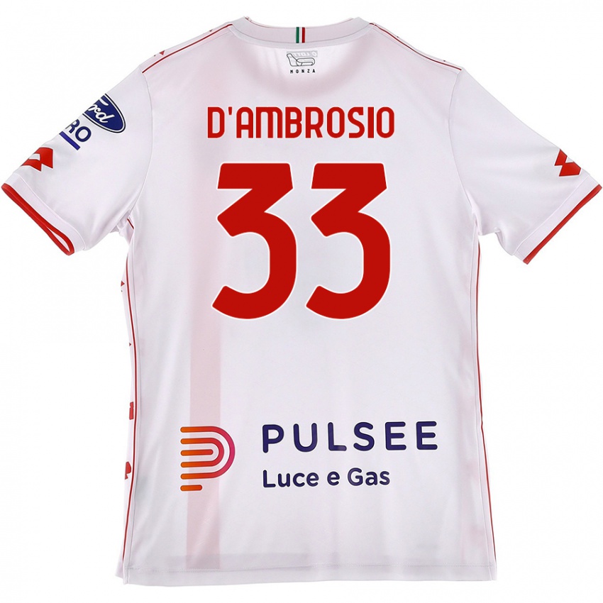 Niño Camiseta Danilo D'ambrosio #33 Blanco Rojo 2ª Equipación 2024/25 La Camisa Chile