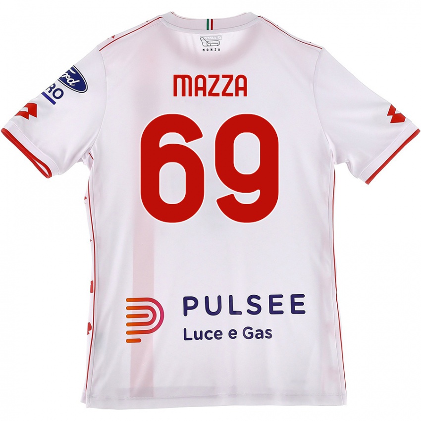 Niño Camiseta Andrea Mazza #69 Blanco Rojo 2ª Equipación 2024/25 La Camisa Chile