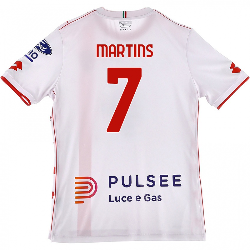 Niño Camiseta Kevin Martins #7 Blanco Rojo 2ª Equipación 2024/25 La Camisa Chile