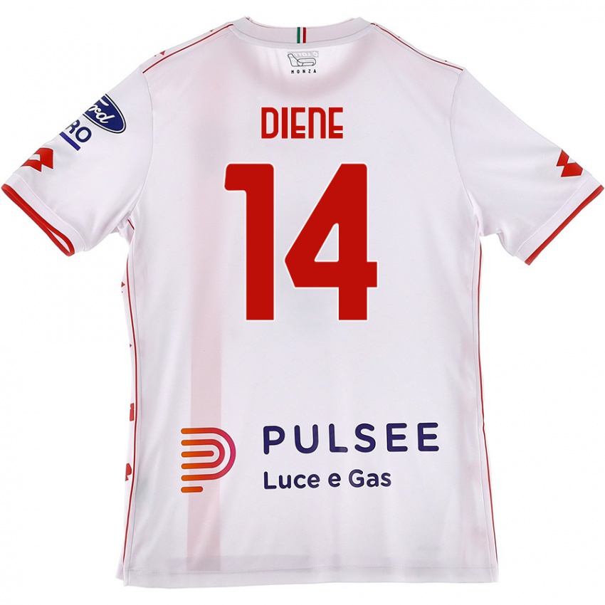 Niño Camiseta Abdou Diene #14 Blanco Rojo 2ª Equipación 2024/25 La Camisa Chile