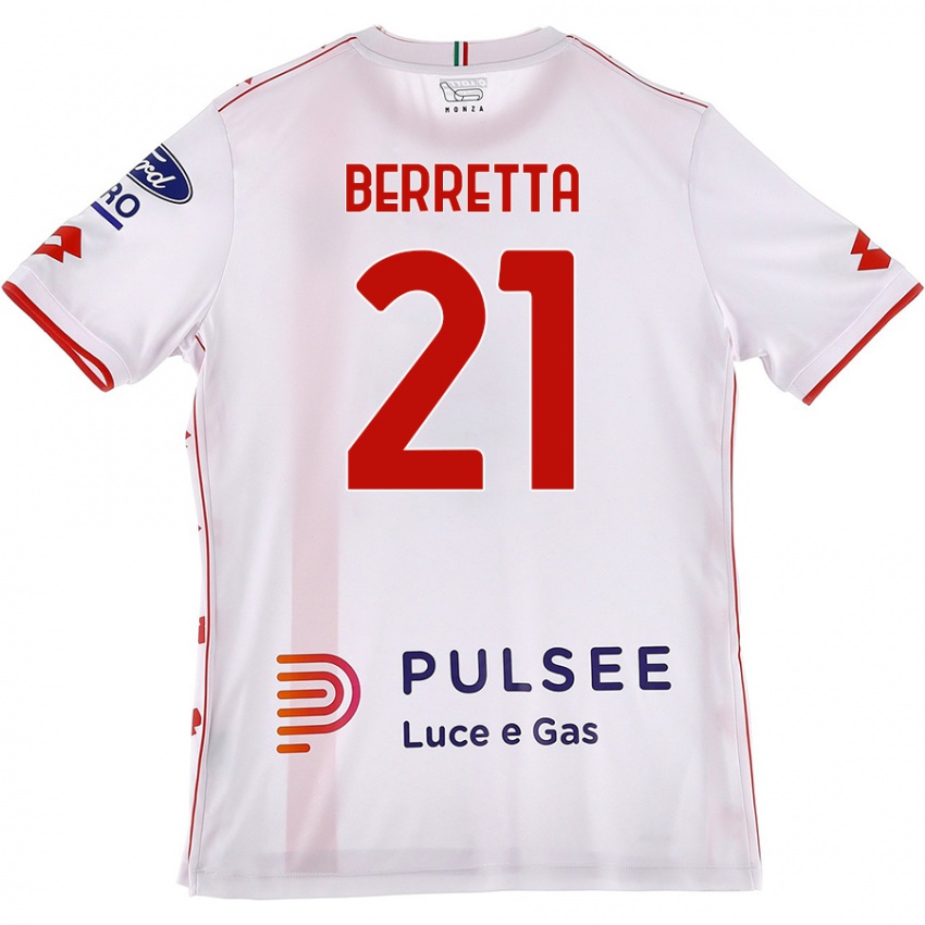 Niño Camiseta Alessandro Berretta #21 Blanco Rojo 2ª Equipación 2024/25 La Camisa Chile