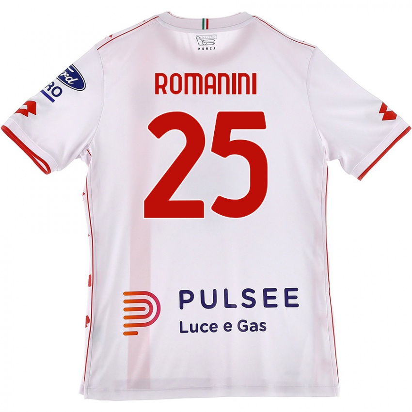 Niño Camiseta Andrea Romanini #25 Blanco Rojo 2ª Equipación 2024/25 La Camisa Chile