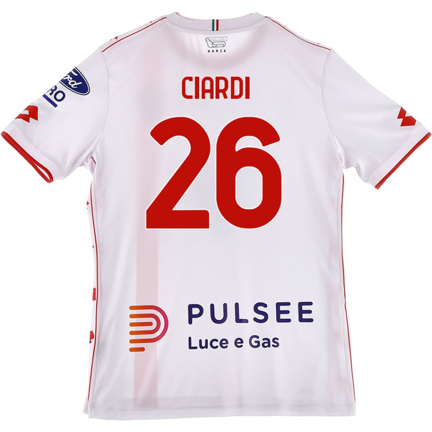 Niño Camiseta Tommaso Ciardi #26 Blanco Rojo 2ª Equipación 2024/25 La Camisa Chile