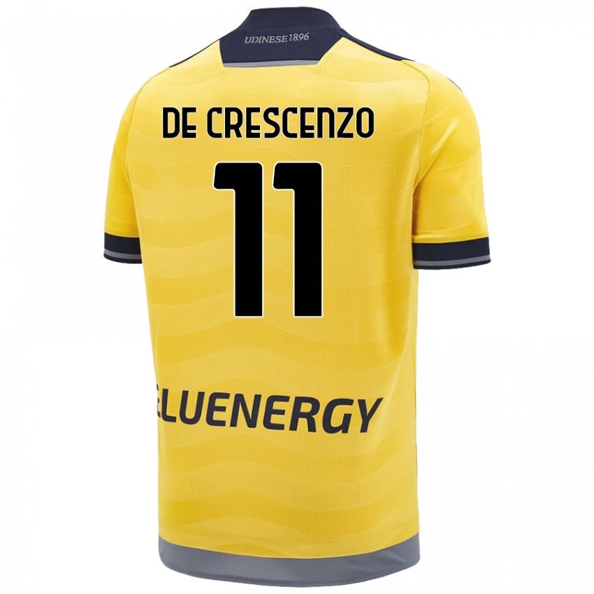 Niño Camiseta Marco De Crescenzo #11 Dorado 2ª Equipación 2024/25 La Camisa Chile