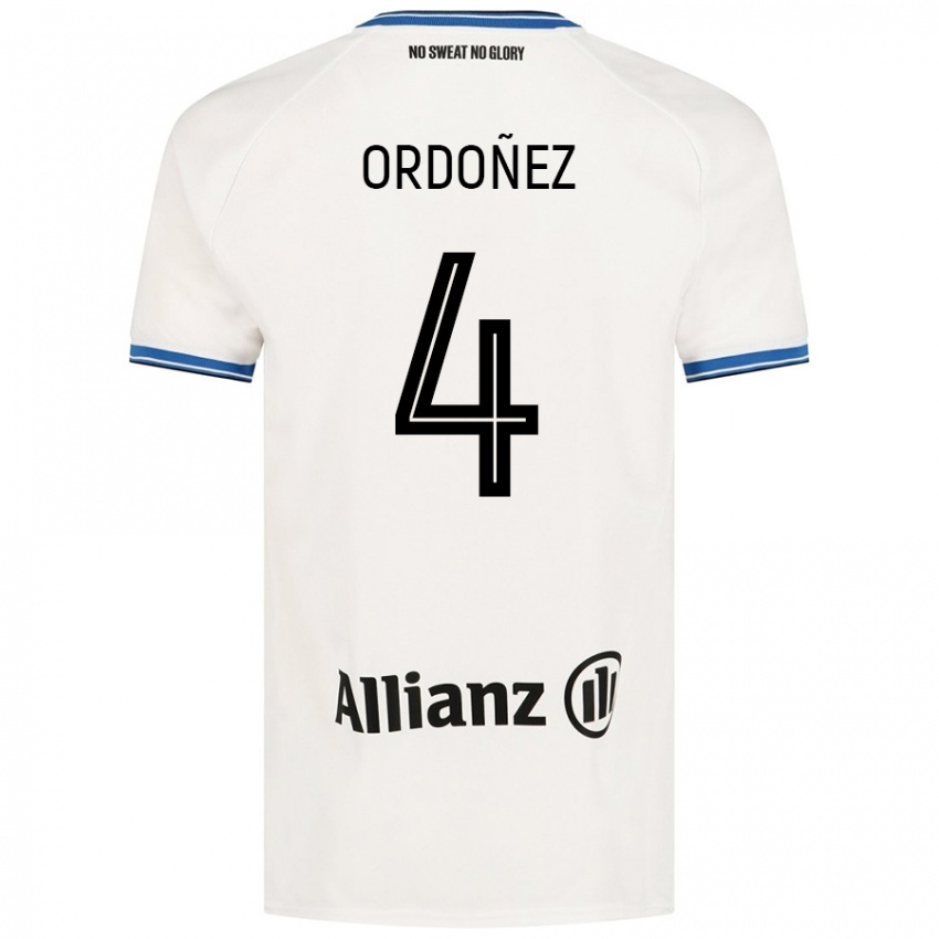 Niño Camiseta Joel Ordóñez #4 Blanco 2ª Equipación 2024/25 La Camisa Chile