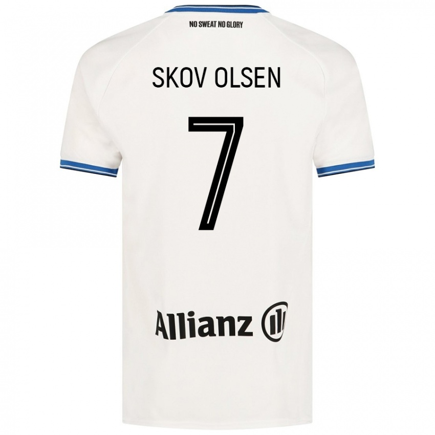 Niño Camiseta Andreas Skov Olsen #7 Blanco 2ª Equipación 2024/25 La Camisa Chile