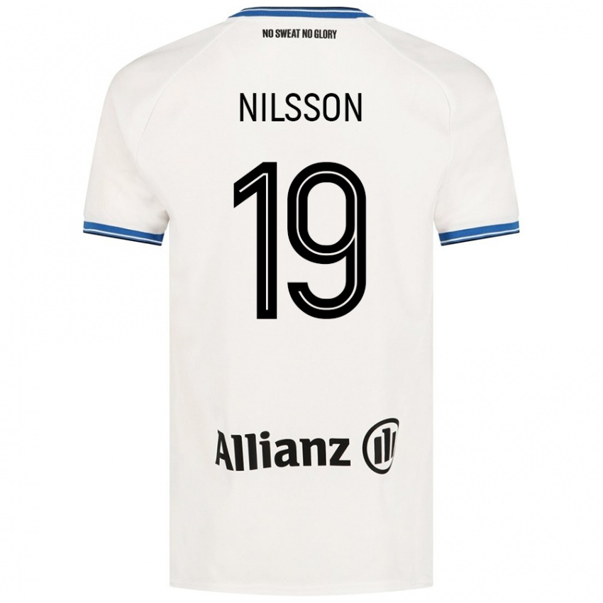 Niño Camiseta Gustaf Nilsson #19 Blanco 2ª Equipación 2024/25 La Camisa Chile