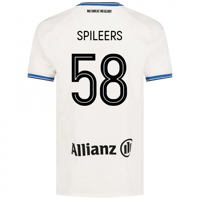 Niño Camiseta Jorne Spileers #58 Blanco 2ª Equipación 2024/25 La Camisa Chile