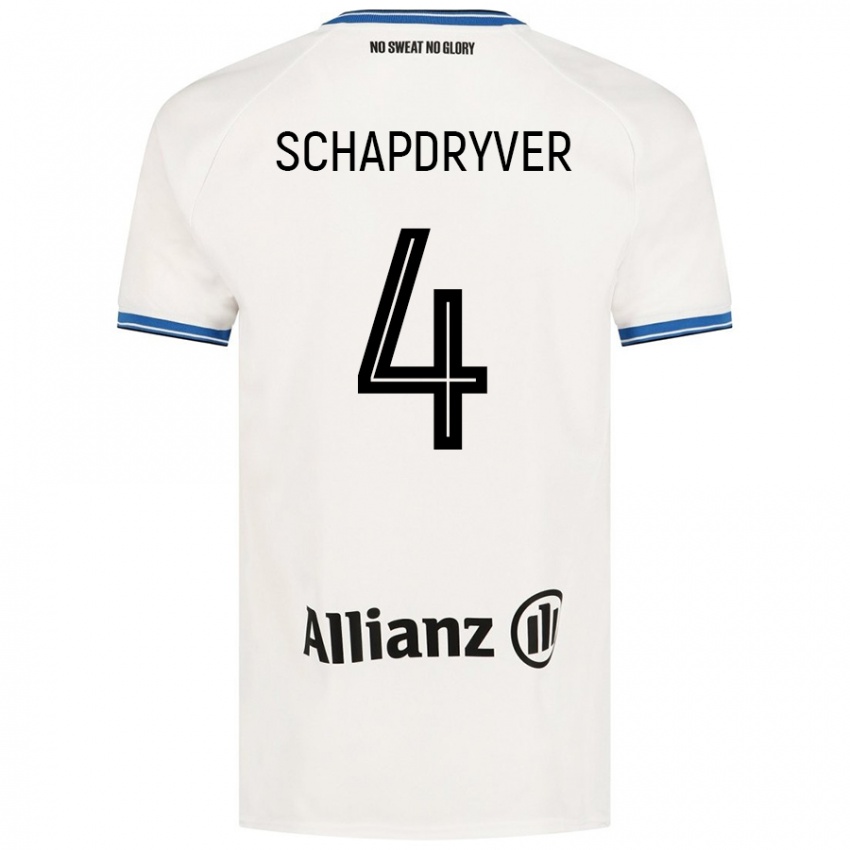 Niño Camiseta Emely Schapdryver #4 Blanco 2ª Equipación 2024/25 La Camisa Chile