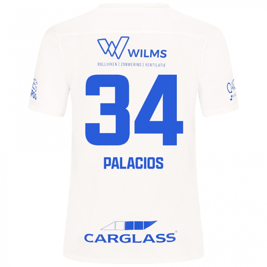 Niño Camiseta Adrián Palacios #34 Blanco 2ª Equipación 2024/25 La Camisa Chile