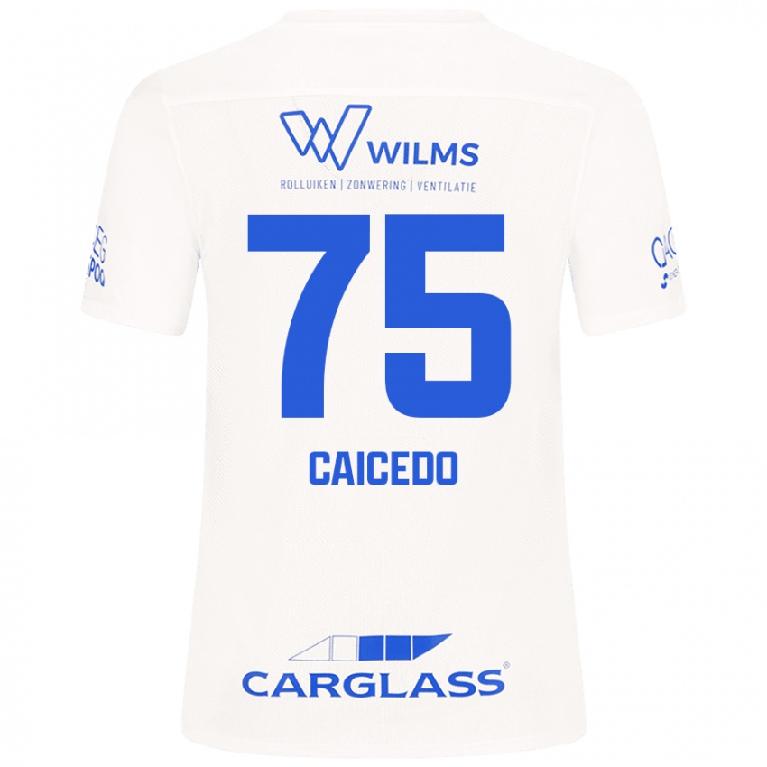 Niño Camiseta Alfred Caicedo #75 Blanco 2ª Equipación 2024/25 La Camisa Chile