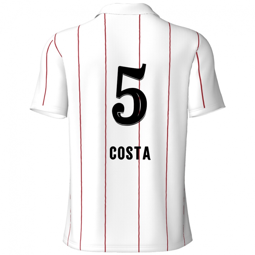 Niño Camiseta Ayrton Costa #5 Blanco Negro 2ª Equipación 2024/25 La Camisa Chile