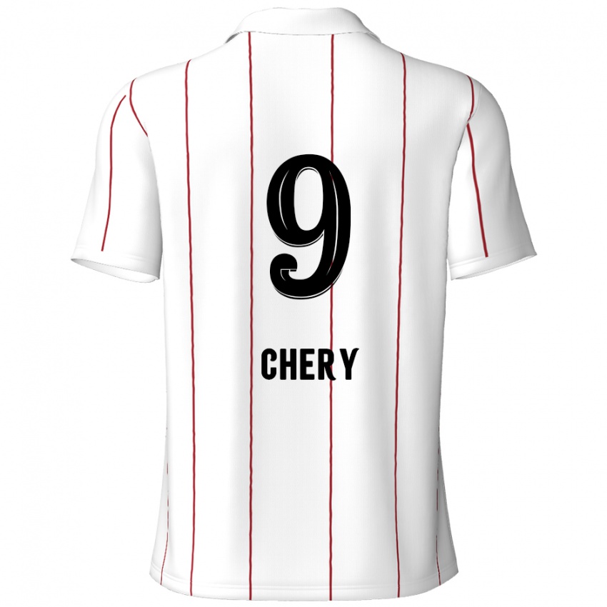 Niño Camiseta Tjaronn Chery #9 Blanco Negro 2ª Equipación 2024/25 La Camisa Chile