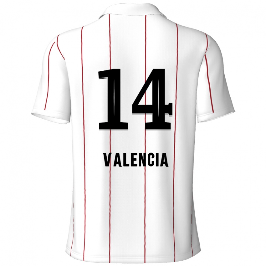 Niño Camiseta Anthony Valencia #14 Blanco Negro 2ª Equipación 2024/25 La Camisa Chile