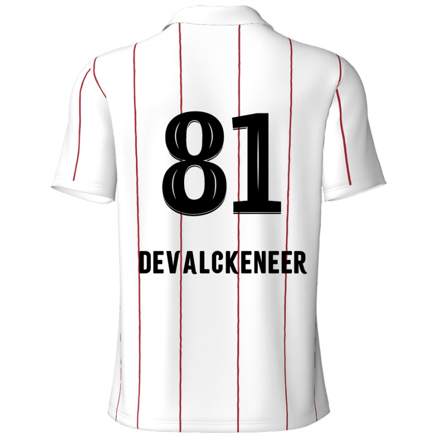 Niño Camiseta Niels Devalckeneer #81 Blanco Negro 2ª Equipación 2024/25 La Camisa Chile