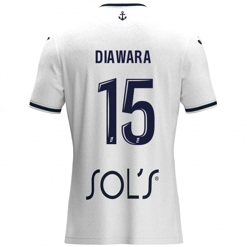 Niño Camiseta Kandet Diawara #15 Blanco Azul Oscuro 2ª Equipación 2024/25 La Camisa Chile