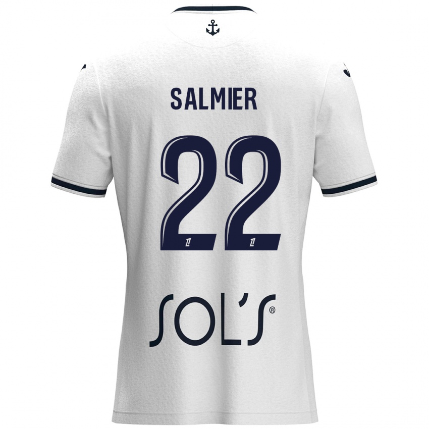 Niño Camiseta Yoann Salmier #22 Blanco Azul Oscuro 2ª Equipación 2024/25 La Camisa Chile