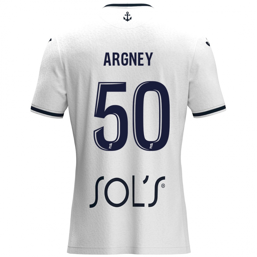 Niño Camiseta Paul Argney #50 Blanco Azul Oscuro 2ª Equipación 2024/25 La Camisa Chile