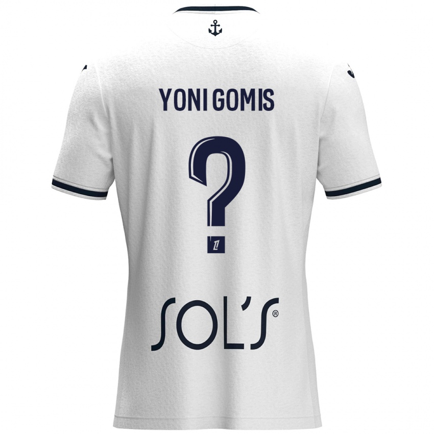 Niño Camiseta Yoni Gomis #0 Blanco Azul Oscuro 2ª Equipación 2024/25 La Camisa Chile