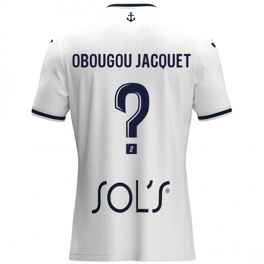 Niño Camiseta Noam Obougou Jacquet #0 Blanco Azul Oscuro 2ª Equipación 2024/25 La Camisa Chile