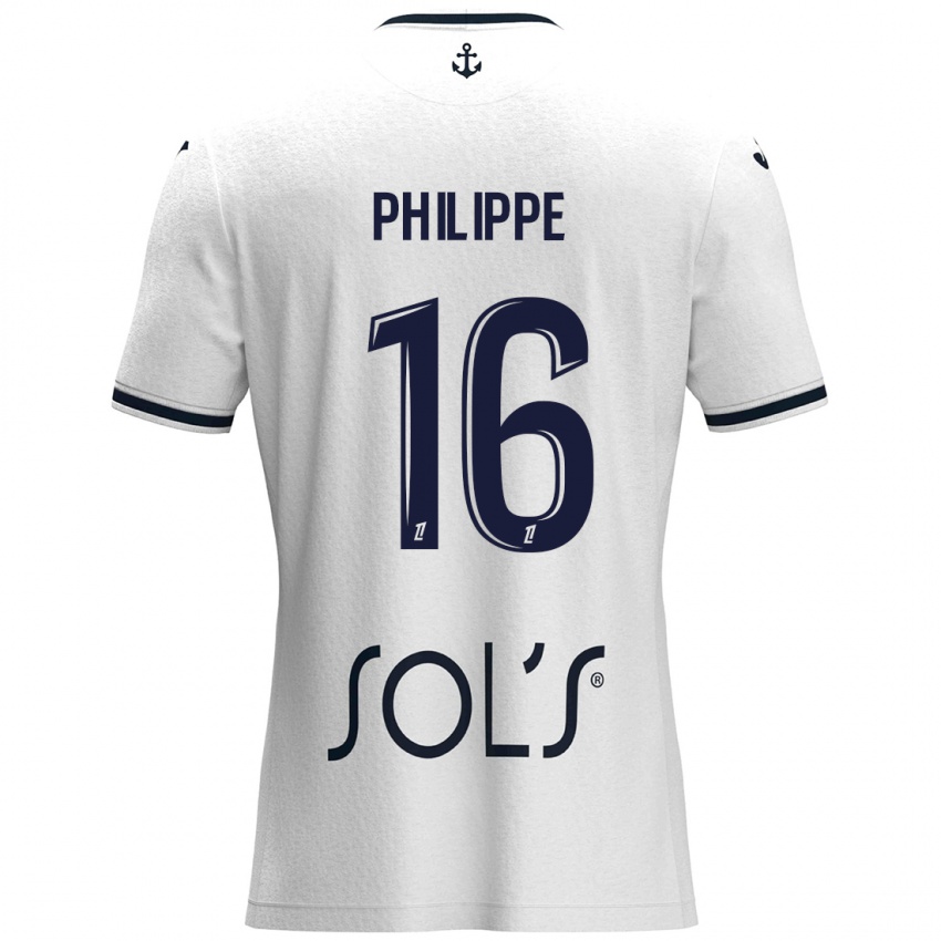 Niño Camiseta Laëtitia Philippe #16 Blanco Azul Oscuro 2ª Equipación 2024/25 La Camisa Chile