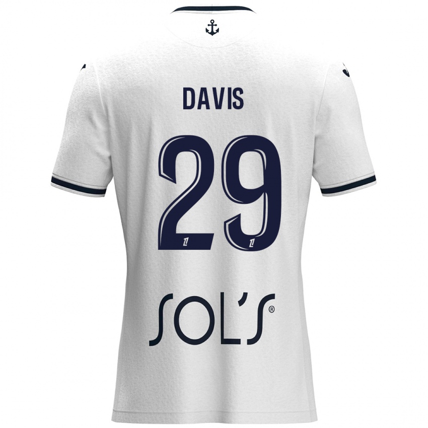 Niño Camiseta Deja Davis #29 Blanco Azul Oscuro 2ª Equipación 2024/25 La Camisa Chile