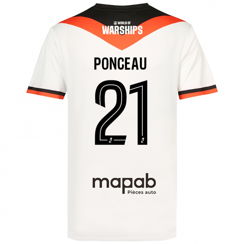 Niño Camiseta Julien Ponceau #21 Blanco 2ª Equipación 2024/25 La Camisa Chile