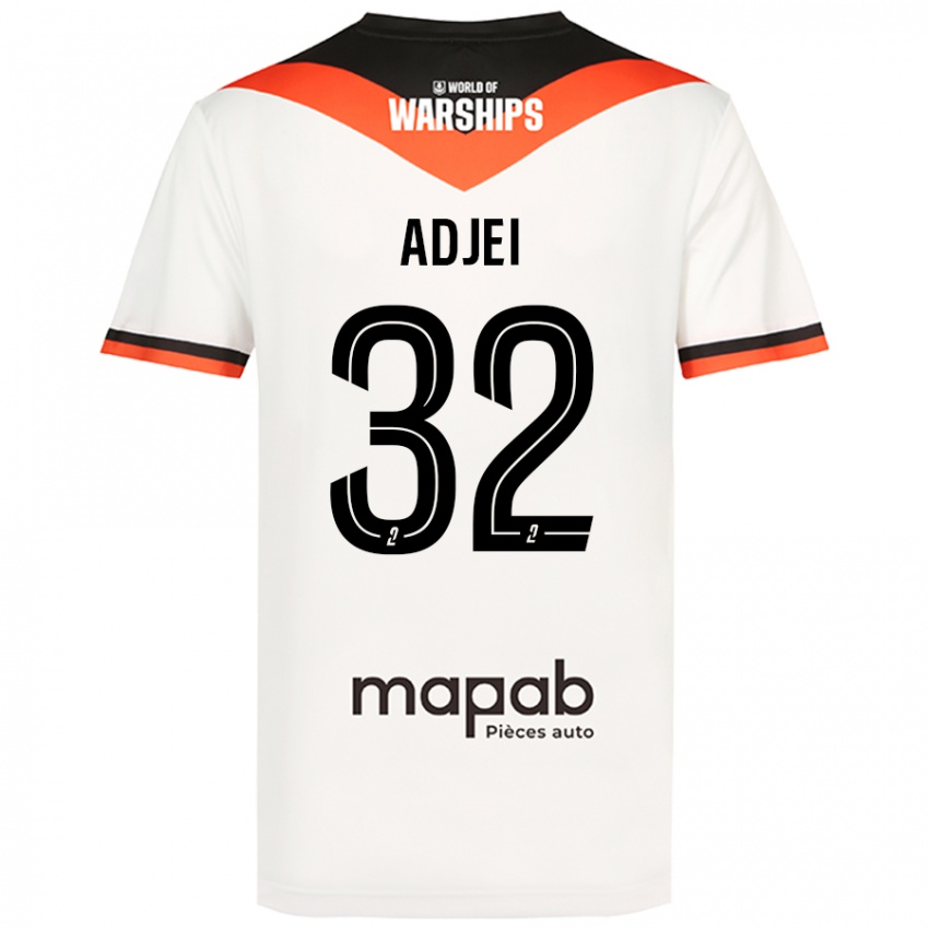 Niño Camiseta Nathaniel Adjei #32 Blanco 2ª Equipación 2024/25 La Camisa Chile