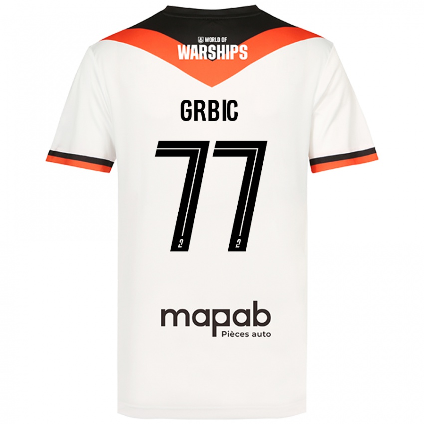 Niño Camiseta Adrian Grbic #77 Blanco 2ª Equipación 2024/25 La Camisa Chile