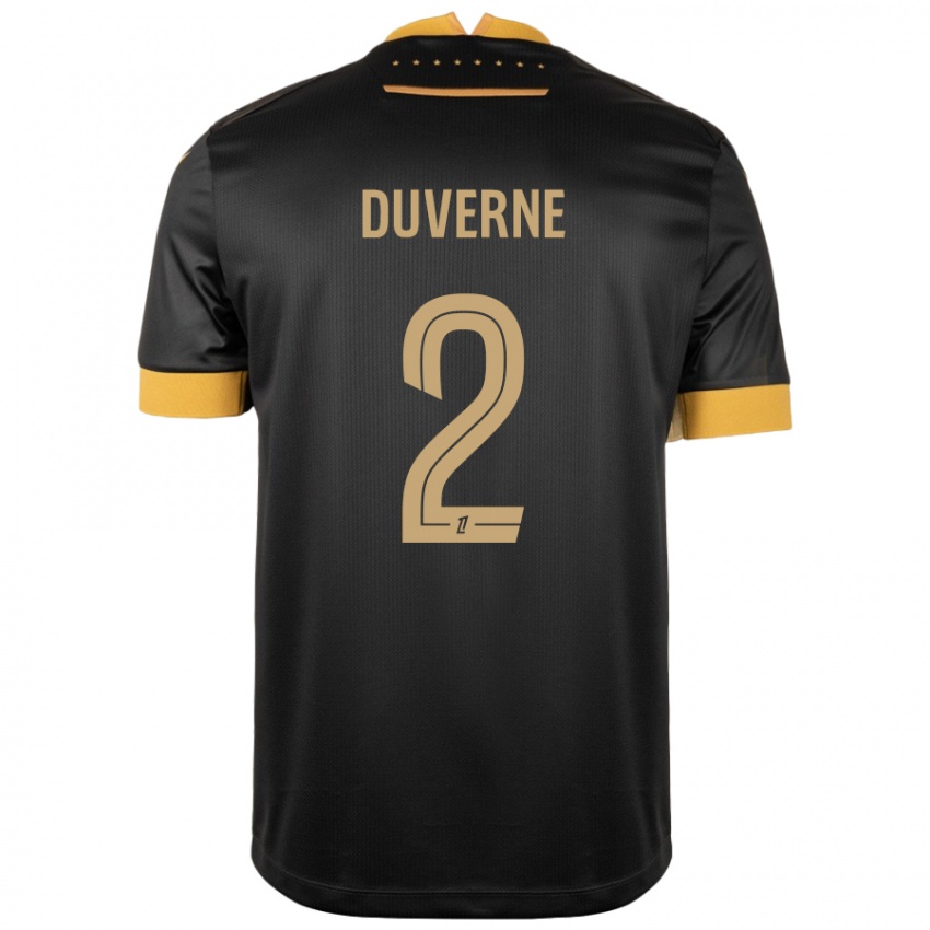 Niño Camiseta Jean-Kévin Duverne #2 Negro Marrón 2ª Equipación 2024/25 La Camisa Chile